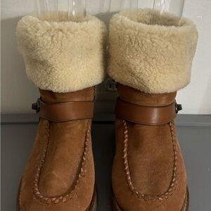 Coach Shearling Lined Brown Boots